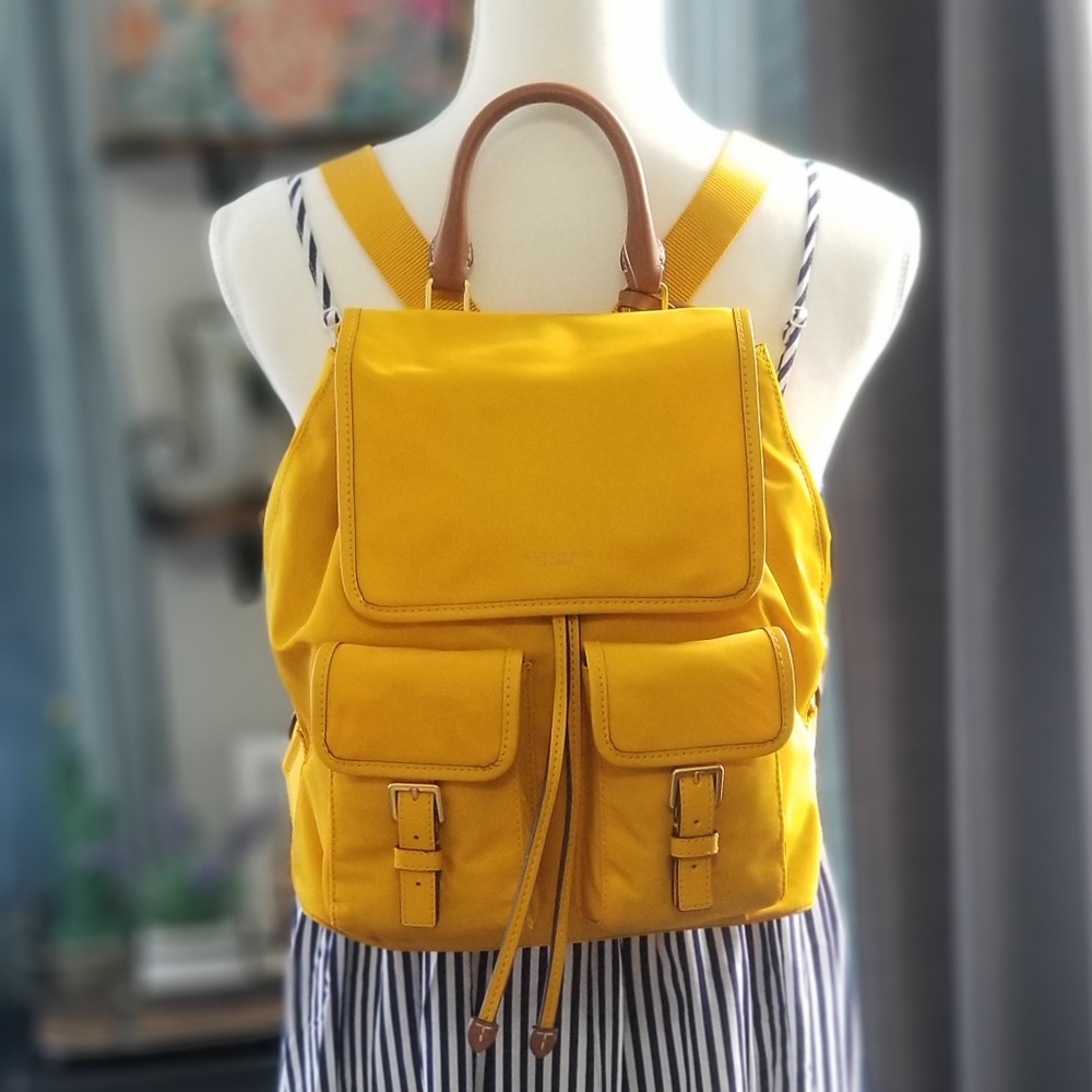 ‼SOLD‼ Tory Burch Perry Flap Yellow Backpack - Picture 5 of 7